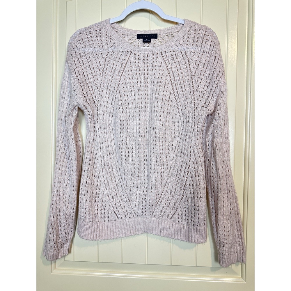 Sanctuary light pink Open-Knit Pullover lightweight sweater Mohair Blend‎ sz M